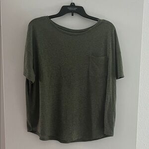Old Navy Linen Blend Boyfriend Pocket Tee Olive Green Tee XL